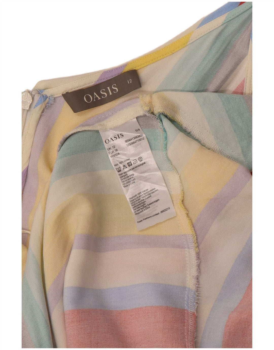 Vestido de verão feminino Oasis UK 12 viscose listrada multicolorida média