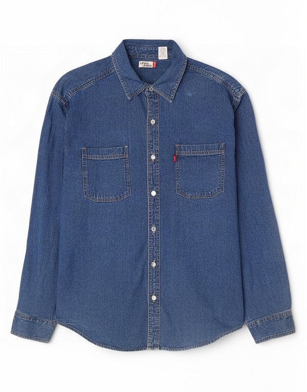 Camisa jeans masculina Levi's grande algodão azul