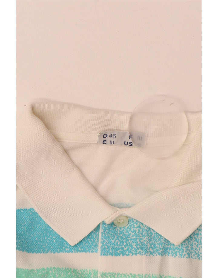 SERGIO TACCHINI Camisa polo masculina pequena listrada branca de algodão