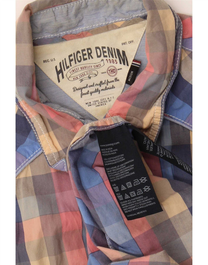 Tommy Hilfiger Camisa masculina gráfica de manga curta média xadrez multicolorida