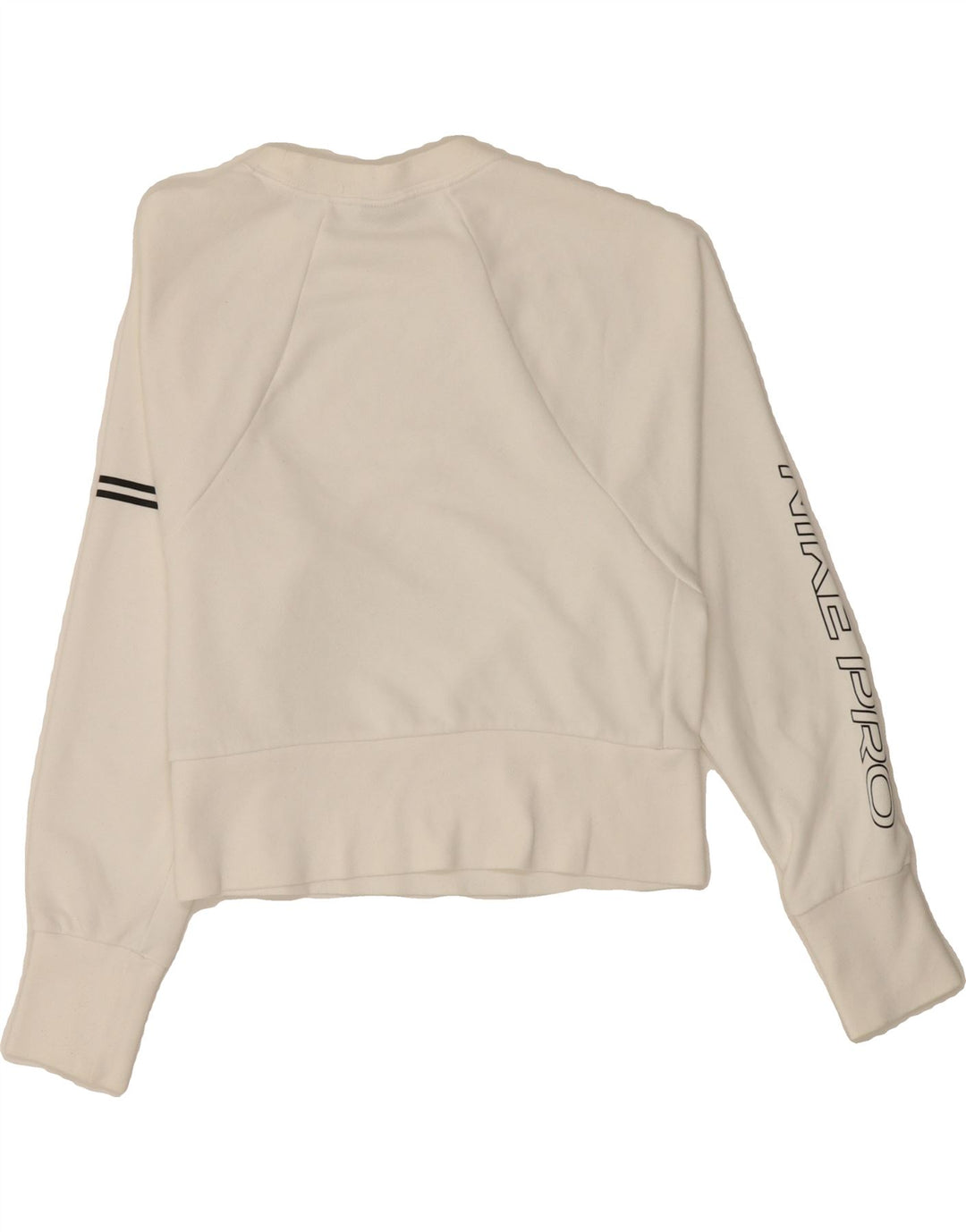 NIKE Womens Oversized Crop Graphic Sweatshirt Jumper UK 6 XS White Cotton Vintage Nike and Second-Hand Nike from Messina Hembry 