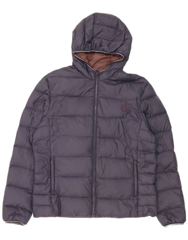 Jaqueta masculina acolchoada com capuz Fred Perry UK 44 2XL azul marinho nylon