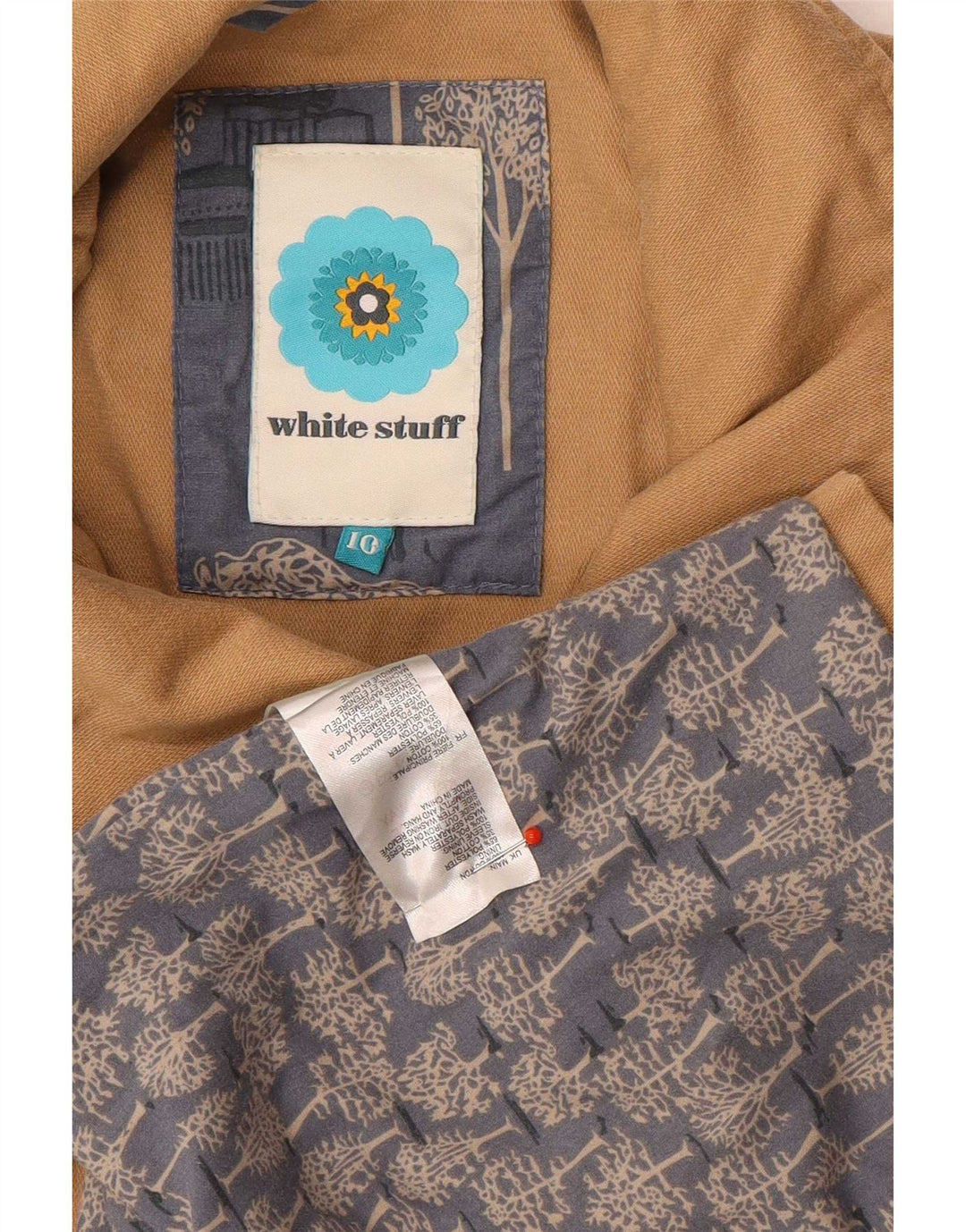 Casaco impermeável feminino White Stuff UK 10 pequeno algodão marrom