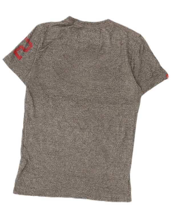 Superdry camiseta masculina gráfica top pequeno cinza manchado algodão esportivo