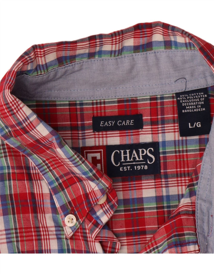 Camisa masculina de manga curta Chaps grande algodão xadrez vermelho