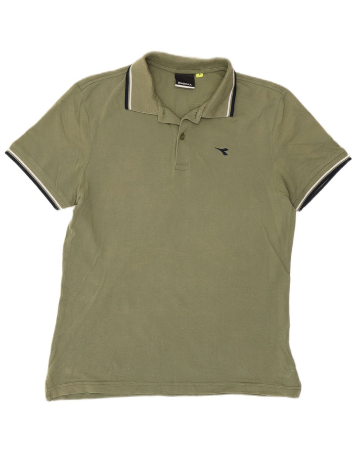 Camisa polo masculina Diadora pequena cáqui
