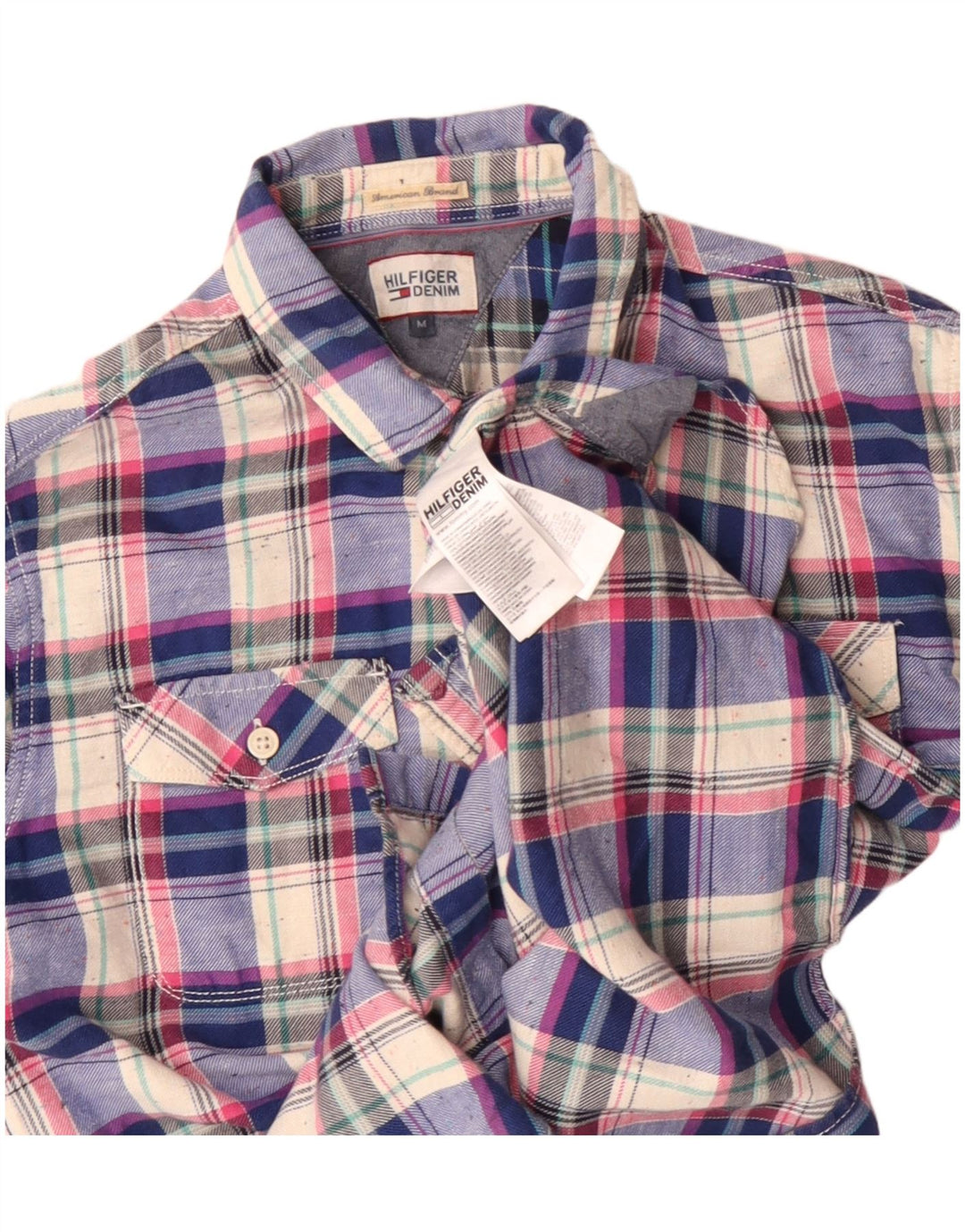 Camisa masculina de flanela xadrez Tommy Hilfiger de algodão multicolorido médio