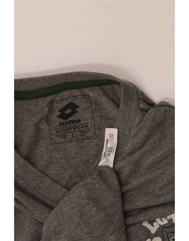 Lotto Mens Graphic Top Manga Longa Grande Algodão Cinza