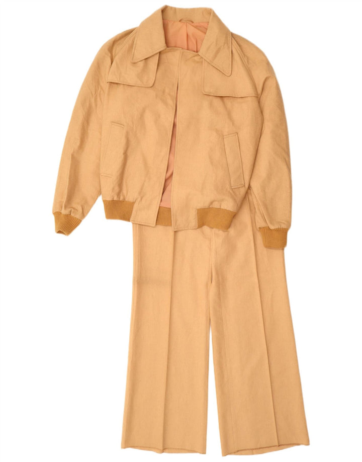 Conjunto feminino VINTAGE de 2 peças UK 12 médio W28 L34 bege