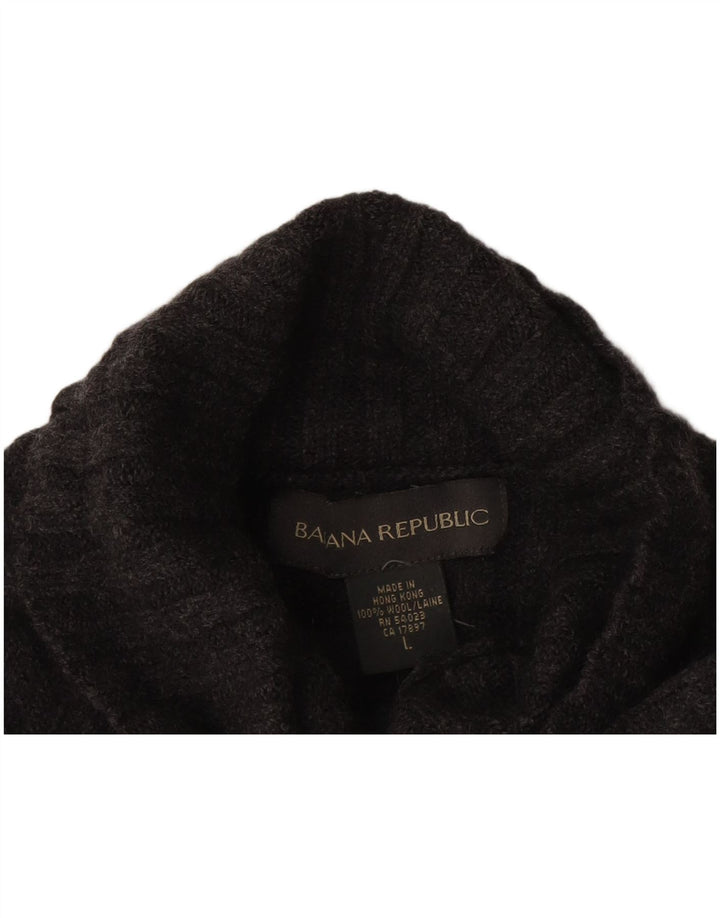 Suéter masculino Banana Republic com gola redonda, lã cinza grande