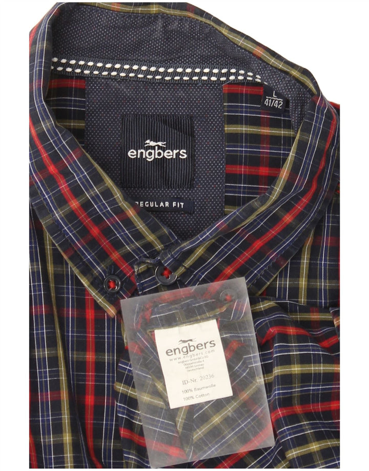 Camisa masculina Engbers Regular Fit tamanho 41/42 grande algodão xadrez multicolorido
