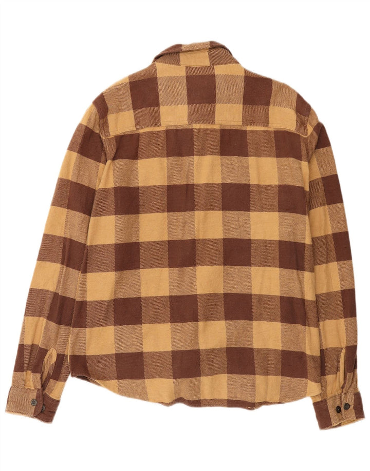 Camisa masculina de flanela HUF grande algodão guingão marrom
