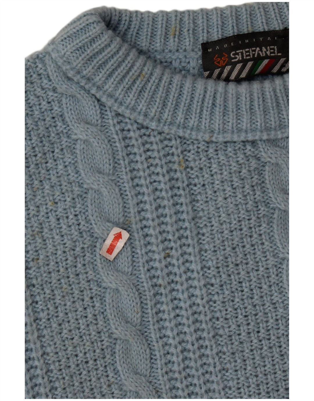 Suéter feminino grande com gola redonda STEFANEL Reino Unido 16 grande lã azul