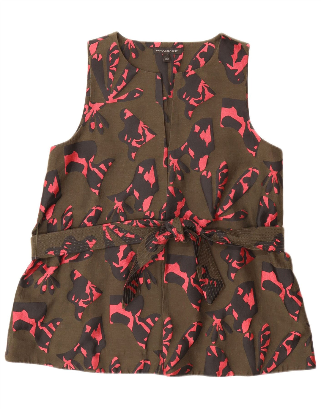 Blusa feminina com estampa abstrata BANANA REPUBLIC Reino Unido 14 médio cáqui