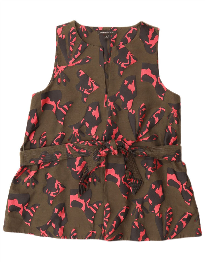 Blusa feminina com estampa abstrata BANANA REPUBLIC Reino Unido 14 médio cáqui