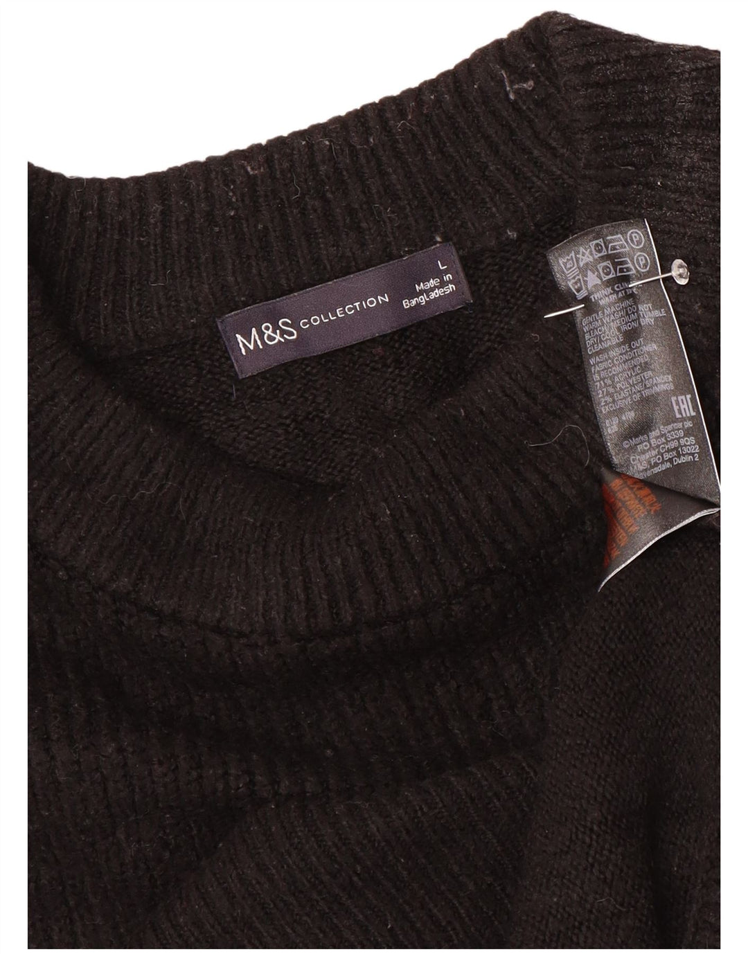 Suéter feminino Marks & Spencer grande com gola redonda Reino Unido 16 grande preto