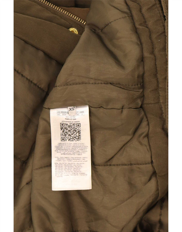 Jaqueta feminina Parka com capuz grande Guess Reino Unido 6 XS cáqui poliéster