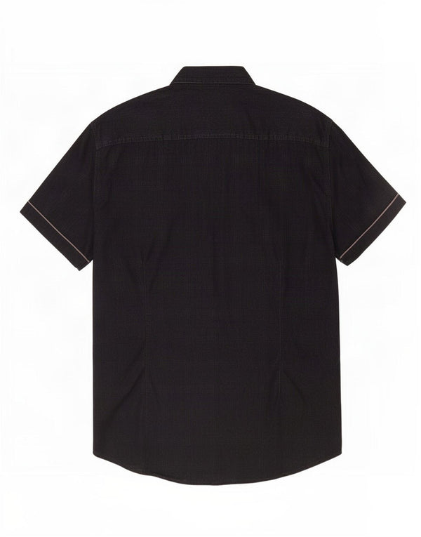 Guess Camisa masculina gráfica de manga curta Reino Unido 40 grande algodão xadrez preto