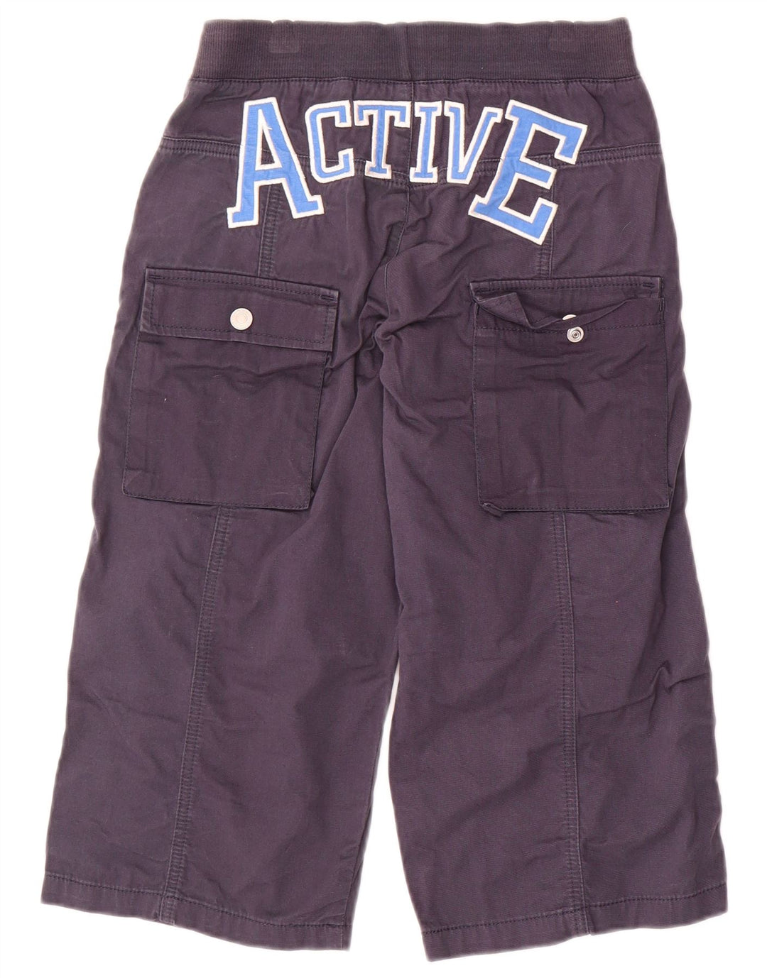 Calças cargo gráficas BENETTON para meninos 10-11 anos XL W28 L18 azul marinho