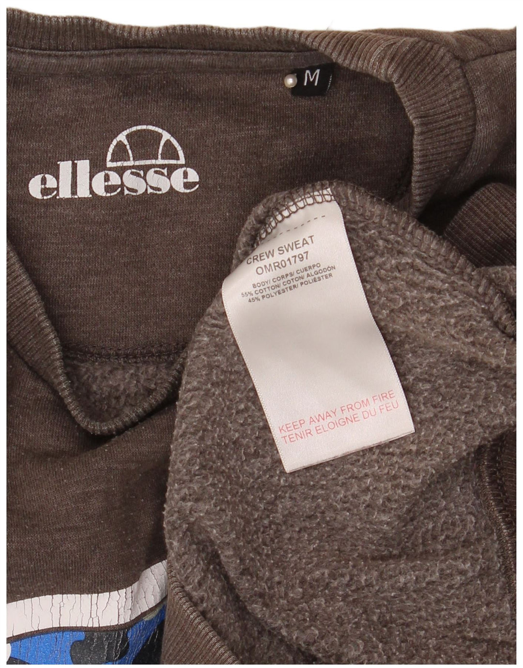 Ellesse moletom masculino gráfico jumper médio cinza algodão