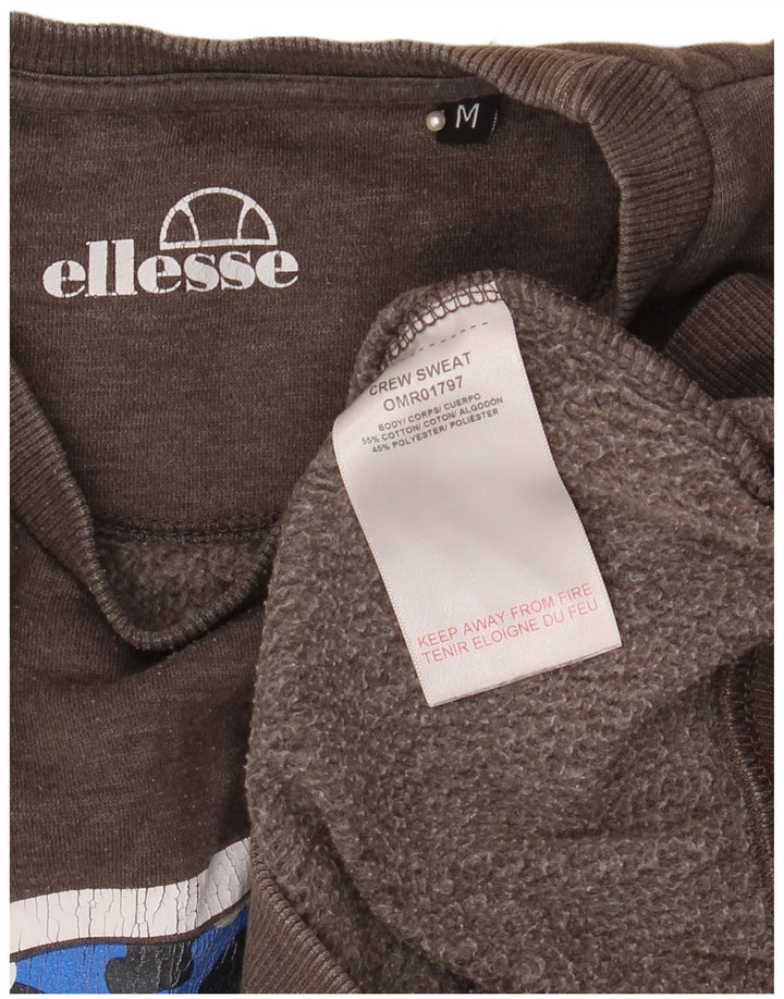 Ellesse moletom masculino gráfico jumper médio cinza algodão