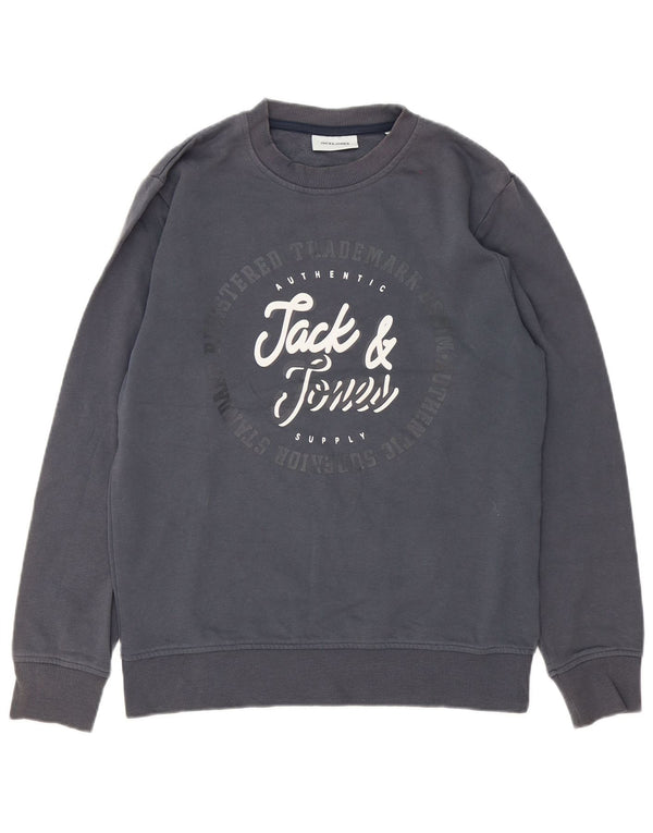 Jack & Jones moletom gráfico masculino jumper cinza médio
