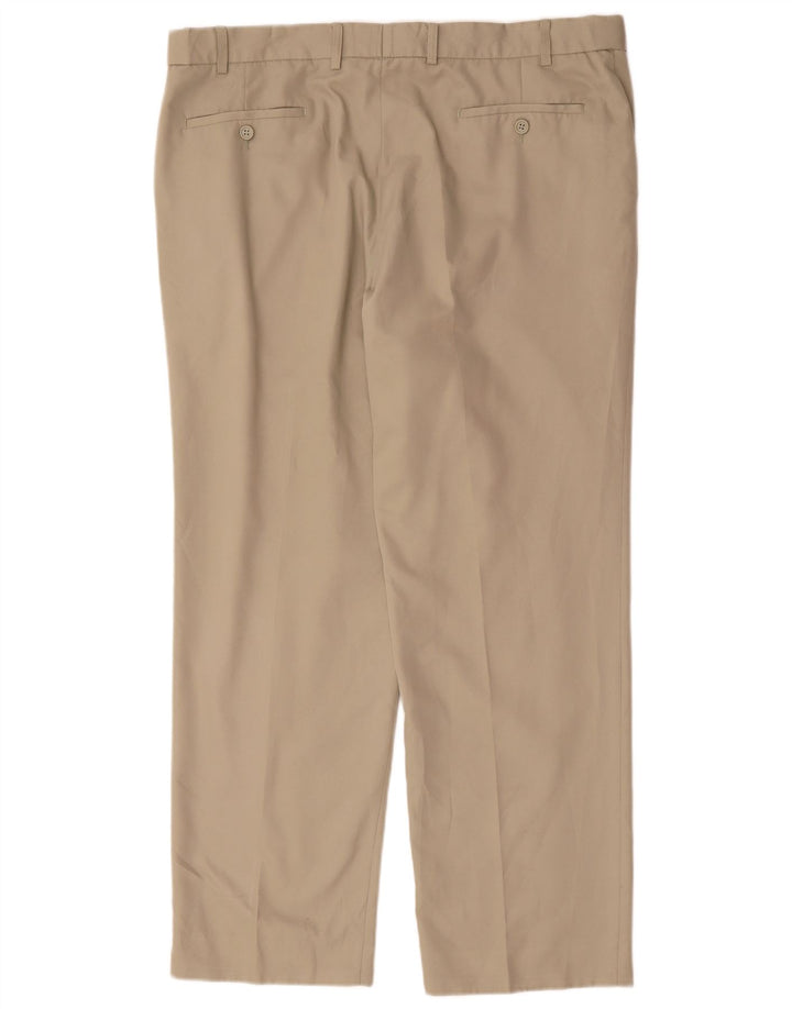Calça masculina de terno reto Marks & Spencer W40 L31 poliéster bege