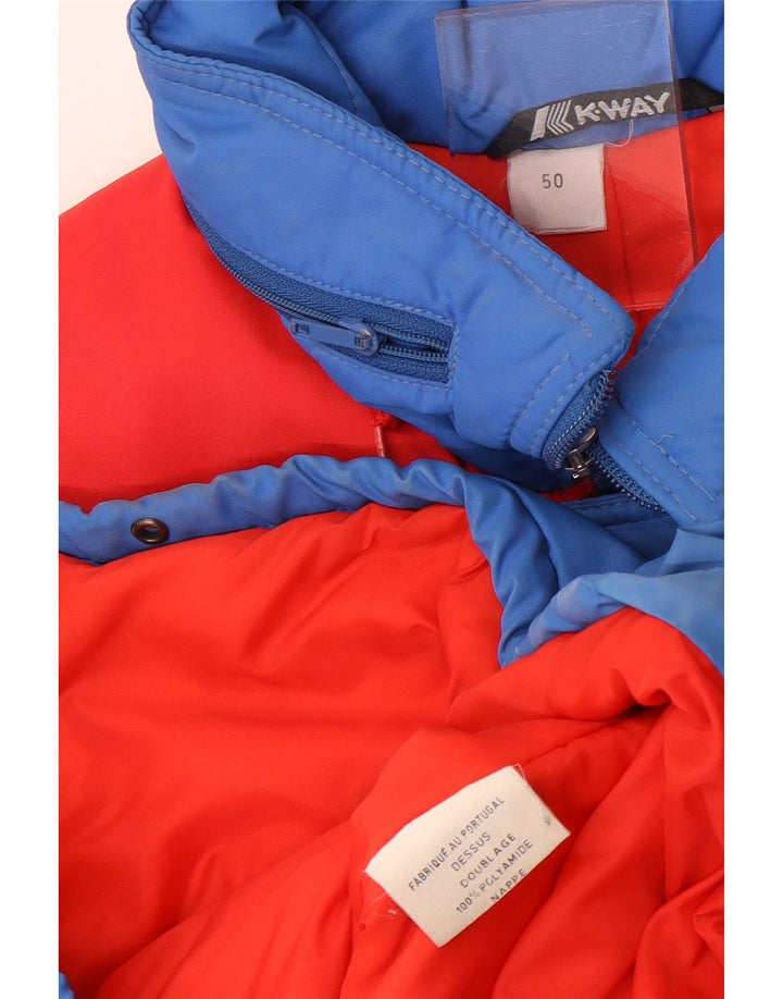 Jaqueta de esqui masculina com capuz K-Way EU 50 grande bloco colorido vermelho