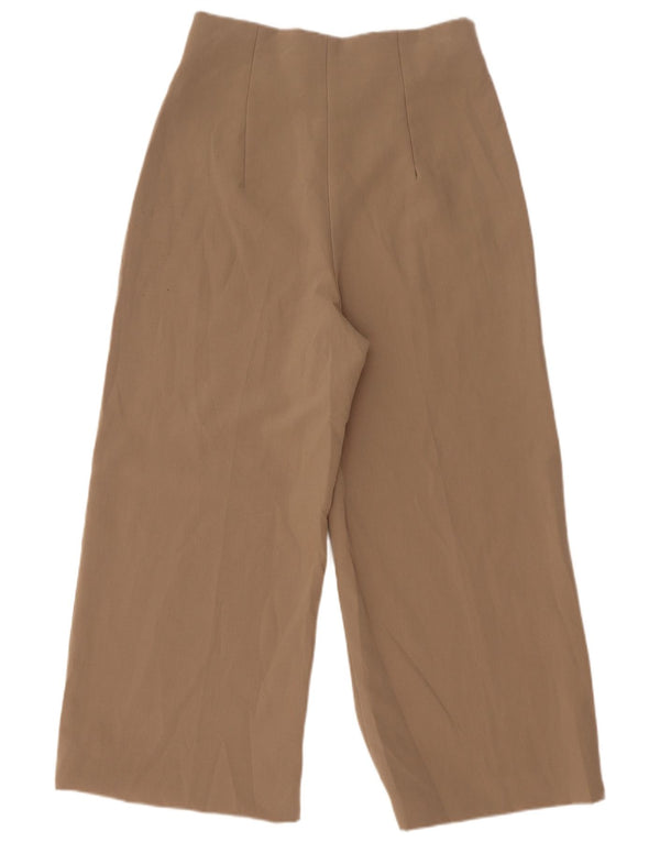 Calça feminina Zara com perna larga cortada média W29 L25 bege