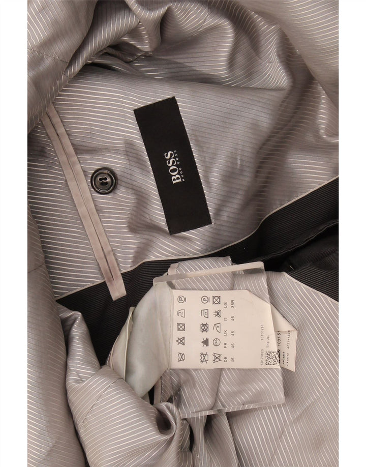 Jaqueta blazer masculina Hugo Boss com 2 botões UE 46 pequena lã cinza
