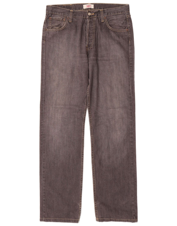 Calça jeans masculina Levi's 501 Straight W32 L32 cinza algodão