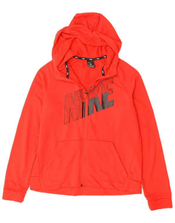 Suéter Nike feminino Dri Fit Graphic Zip com capuz UK 18 XL vermelho poliéster