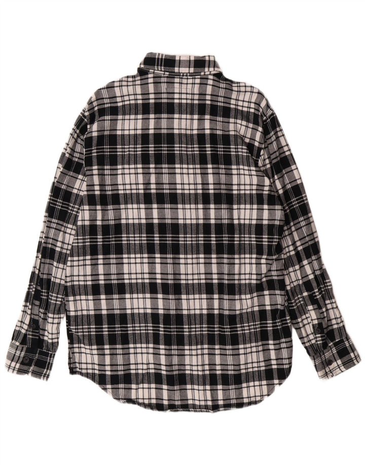 USO ORIGINAL Camisa masculina de flanela de algodão xadrez preto médio