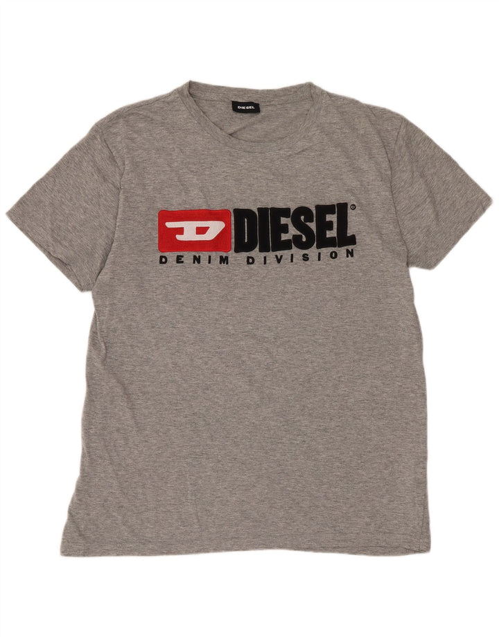 Diesel Camiseta masculina gráfica Top grande algodão cinza