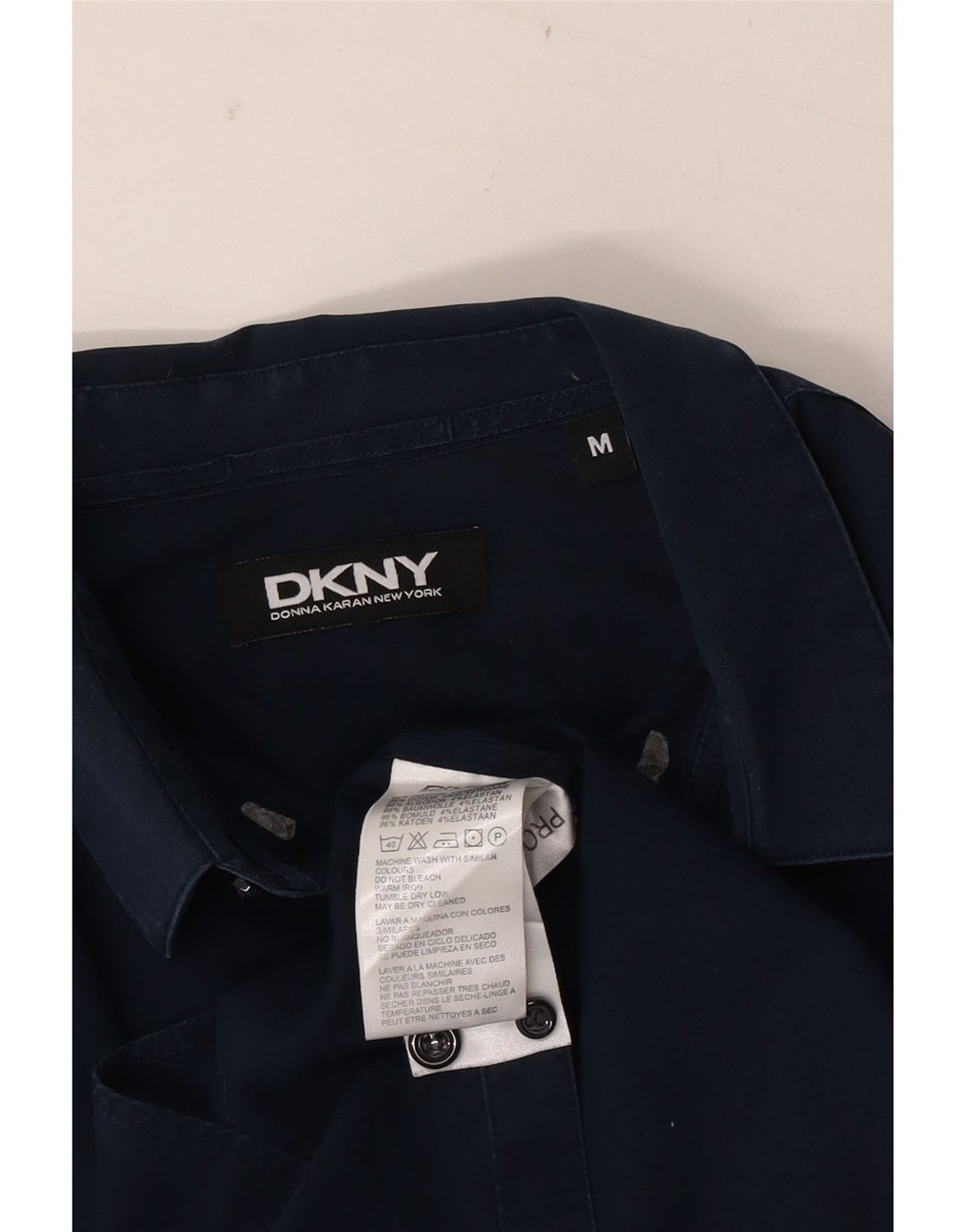 Camisa masculina DKNY média azul marinho algodão