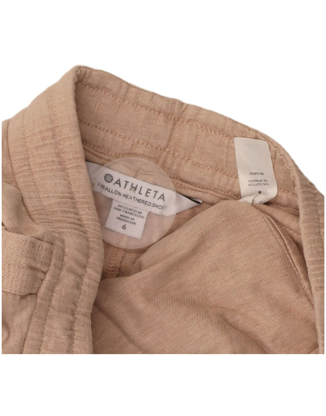 Shorts feminino ATHLETA US 6 médio W30 algodão bege