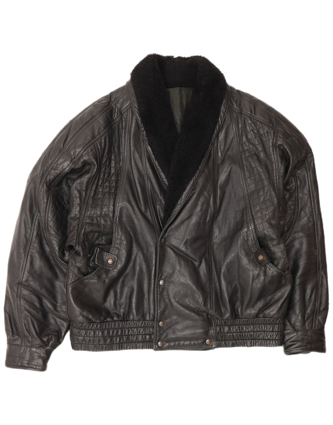 Jaqueta de couro masculina vintage IT 52 XL preta