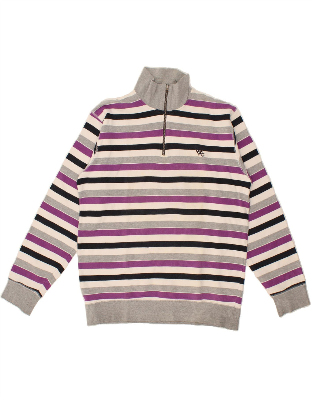 WAMPUM Womens Zip Neck Jumper Sweater UK 20 2XL Purple Striped Vintage Wampum and Second-Hand Wampum from Messina Hembry 