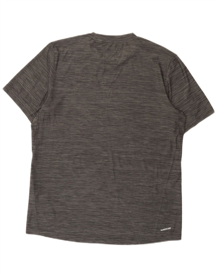 Camiseta masculina Adidas Aeroready Top cinza médio poliéster manchado