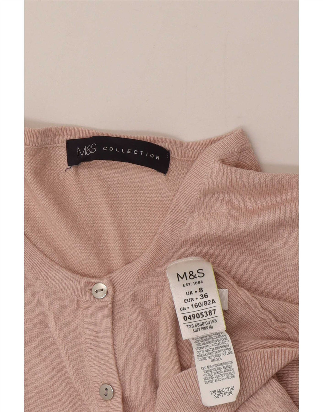 Suéter cardigã feminino Marks & Spencer UK 8 pequeno viscose rosa