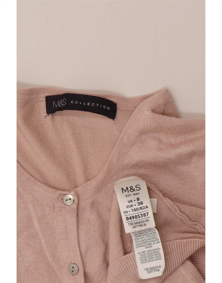 Suéter cardigã feminino Marks & Spencer UK 8 pequeno viscose rosa