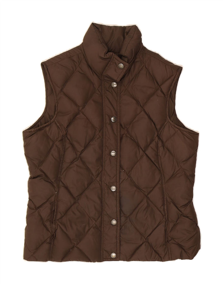 LANDS END Womens Padded Gilet UK 6 XS Brown Nylon Vintage Lands End and Second-Hand Lands End from Messina Hembry 