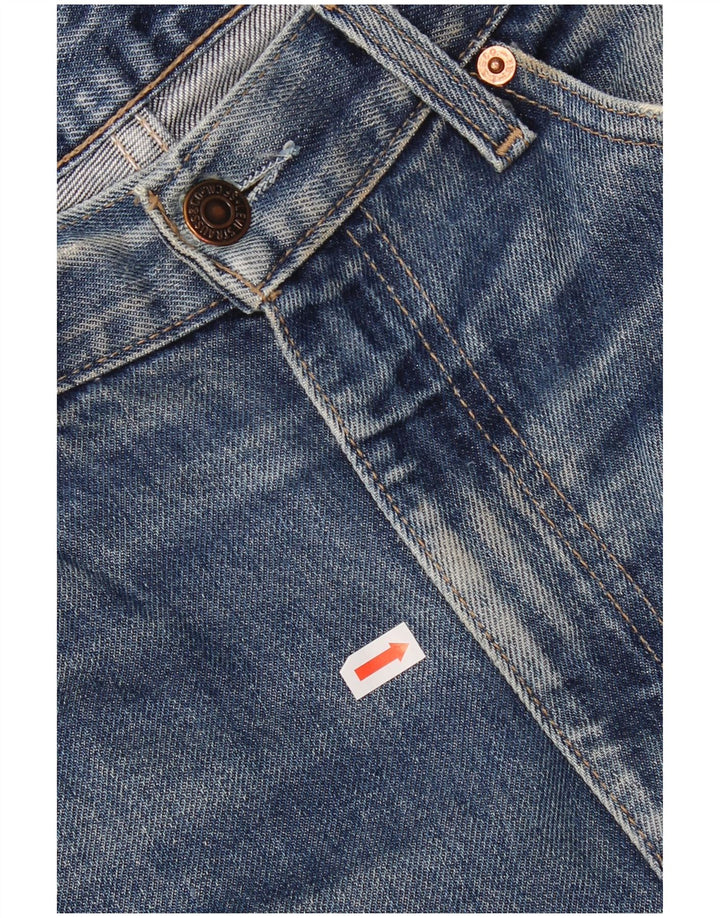 Calça jeans masculina Levi's 521 Slim Tapered recortada W34 L25 azul algodão