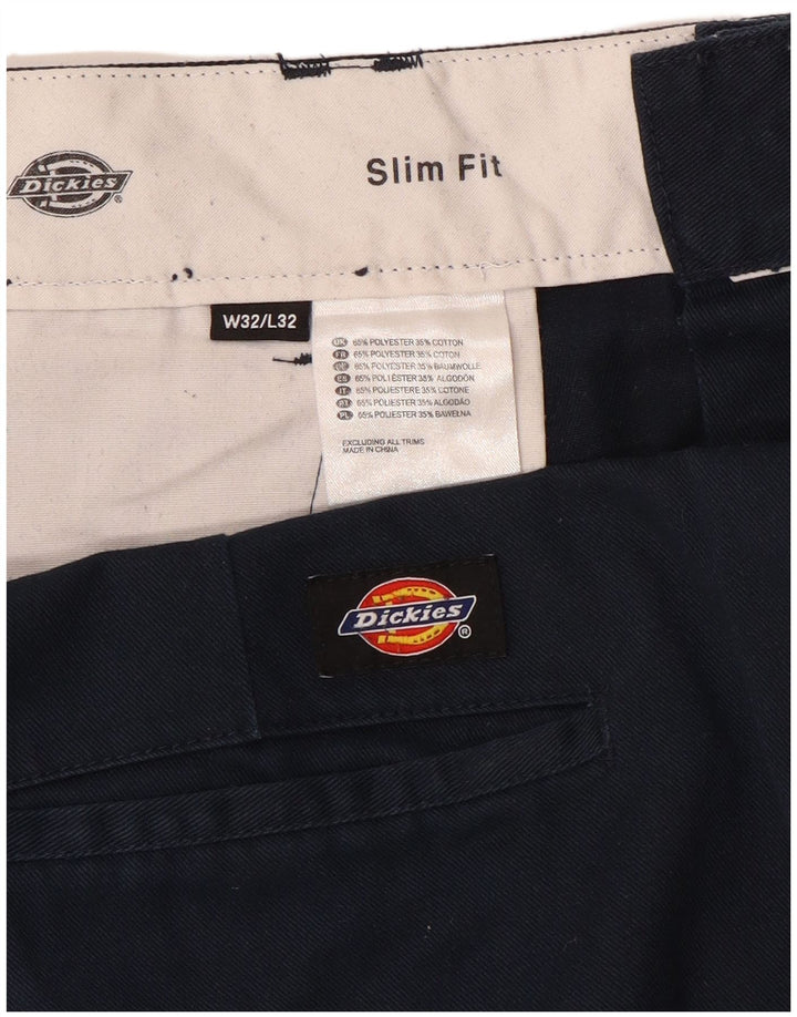Calças Dickies Mens Slim Fit Chino W32 L32 Poliéster Azul Marinho