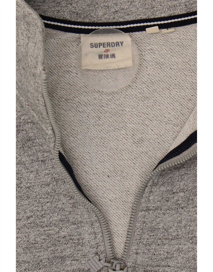 Suéter masculino Superdry com zíper e gola grande algodão cinza