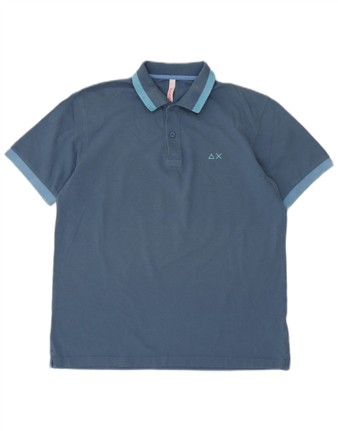 Camisa pólo masculina Sun68 grande algodão azul
