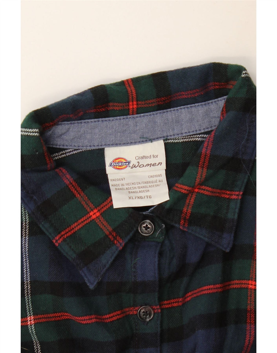 Camisa feminina de flanela grande DICKIES UK 18 XL azul marinho xadrez