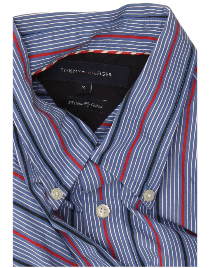 Camisa masculina Tommy Hilfiger de algodão listrado azul médio