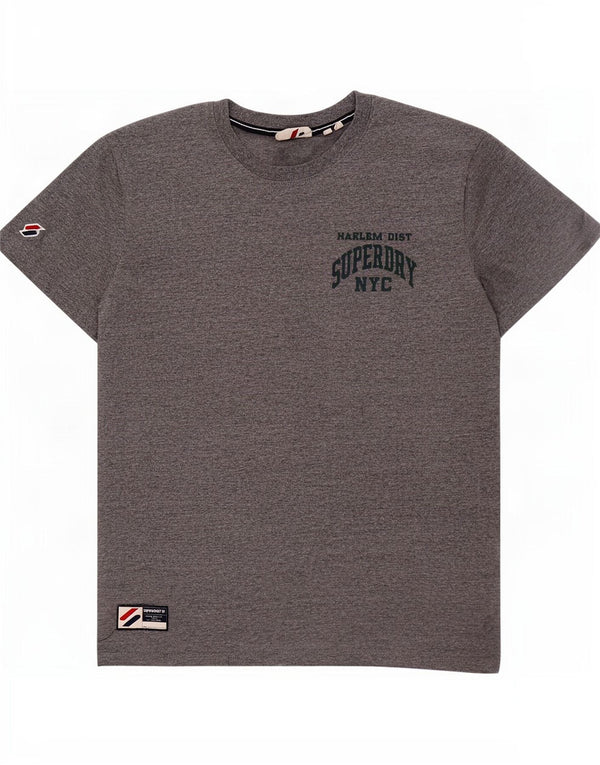 Superdry camiseta masculina gráfica top algodão manchado cinza médio