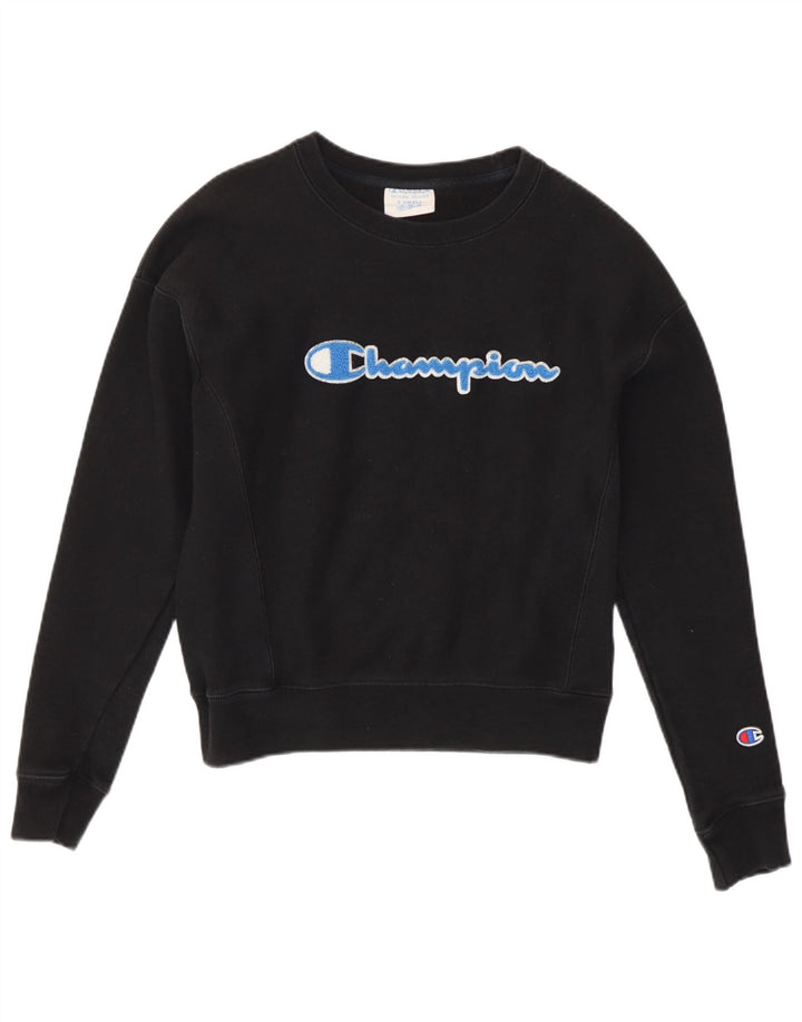 Champion moletom feminino cropped oversized jumper UK 6 XS preto